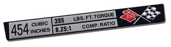 1969-1976 C3 Corvette Console Data Plate