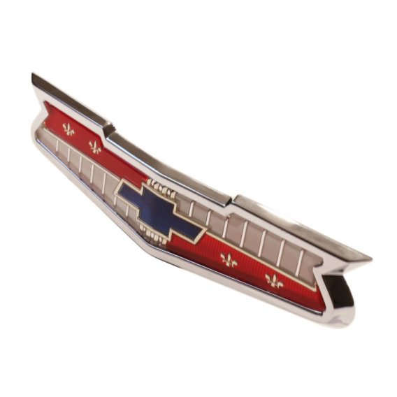 1956 and 1958 Full-Size Chevrolet V-8 Hood Emblem Assembly, Sold as Each