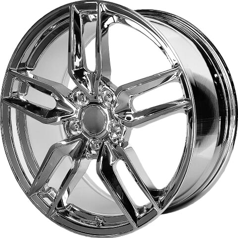 2005-2013 Corvette C6 Performance Replicas Z51 Style Split Spoke Chrome Wheel Rim 18x8.5" (Front)