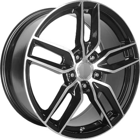 2005-2013 Corvette C6 Performance Replicas Z51 Style Split Spoke Gloss Black/Machined Wheel Rim 1...