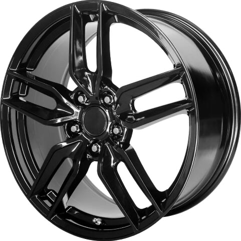 2005-2013 Corvette C6 Performance Replicas Z51 Style Split Spoke Gloss Black Wheel Rim 18x8.5" (F...