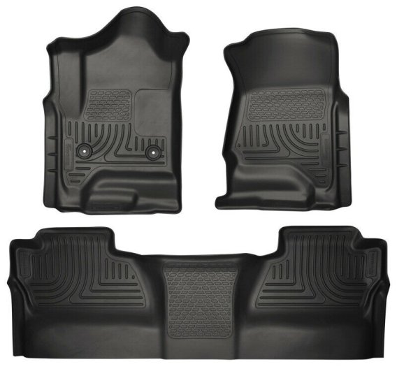 2014-2019 Silverado Sierra Crew Husky 98231 Front 2nd Row Black Floor Liners