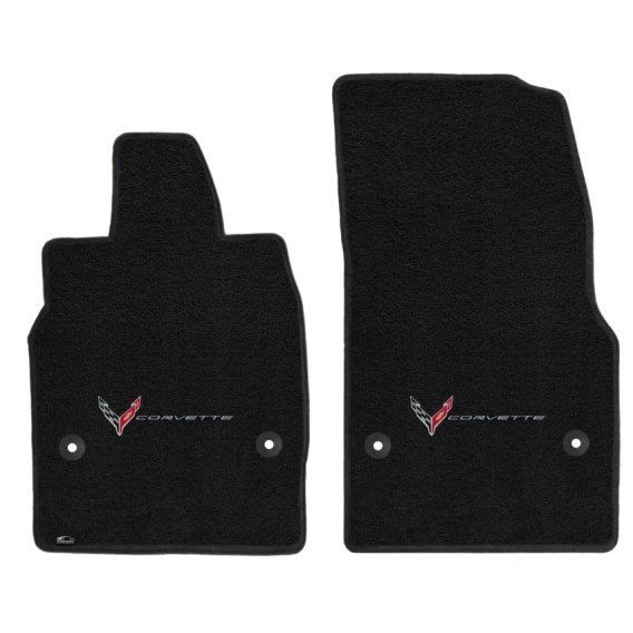 2020-2023 Corvette C8 Lloyd Floor Mats - C8 Flags Silver and Corvette Word Combo 