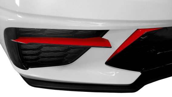 2020-2024 C8 Corvette Front Grille Enhancement Overlay Decal Set - 4pc - Black Carbon Fiber