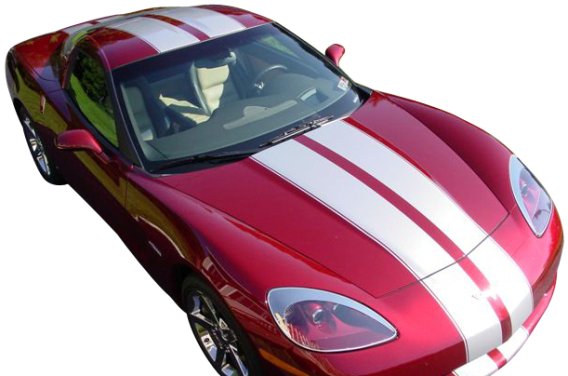 1963-2019 C7 Corvette Dual Two Tone W/Pin Stripes - White/Red