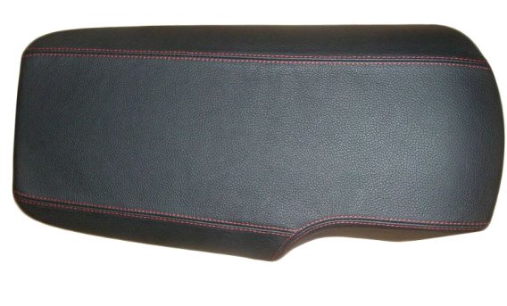 2005-2013 C6 Corvette Leather Armrest Cover - Black W/White Stitch