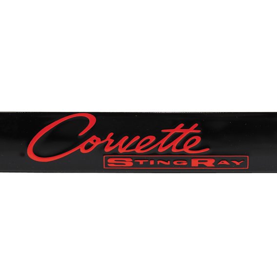 1963-1967 Corvette License Plate Frame Matte Black W/Red Corvette Sting Ray Script