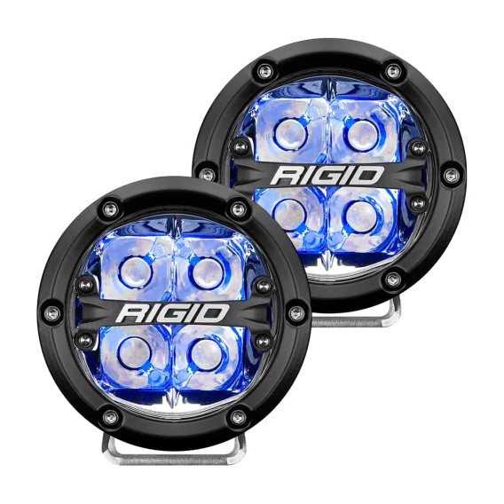 360-Series 4 Inch Led Off-Road Spot Beam Blue Backlight Pair RIGID Industries 36115