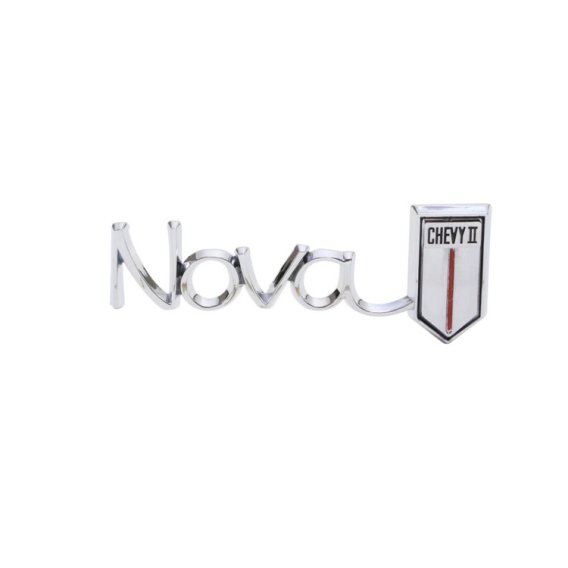 1966 Chevrolet II and Nova Glove Box Door Emblem, "Nova/Chevy II", Sold as Each