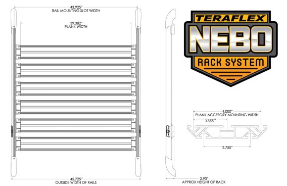 Fits Jeep JKU 4dr Nebo Roof Rack 6-Piece Cargo Slat Kit Silver 07-18 Wrangler JKU TeraFlex