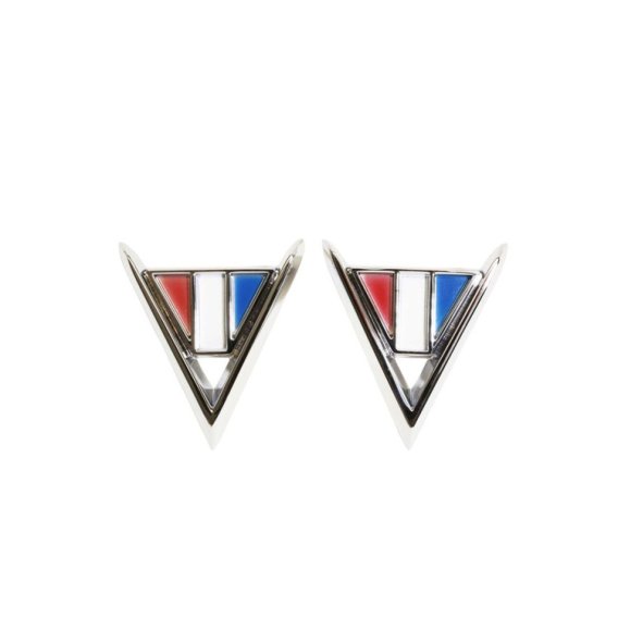 1964 Full-Size Chevrolet, El Camino, and Chevelle Front Fender 'V' Emblem Pair