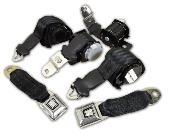 Black Lap & Shoulder Conv Seat Belts Dual Retractor For 1974-1975 Corvette