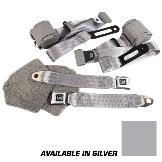 Silver Lap & Shoulder Seat Belts Single Retractor For 1986-1987 Corvette