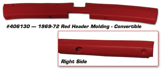 Header Molding- Red Convertible For 1969-1972 Corvette