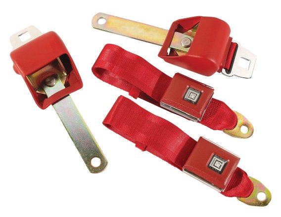 Seat Belts- OE Retractable Lap - Red For 1966-1967 Corvette