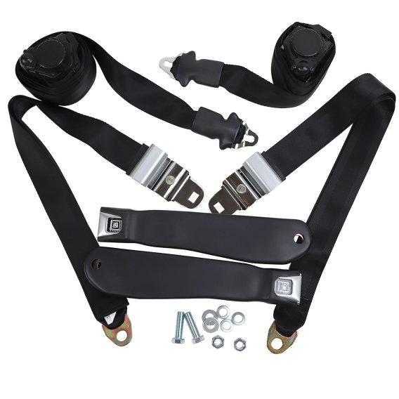 Seat Belts- Lap & Shoulder - Black For 1970-1971 Corvette