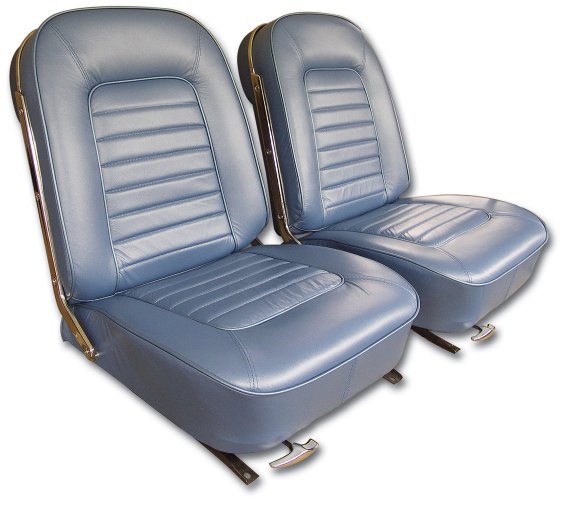 Leather Seat Covers- Bright Blue For 1966 Corvette