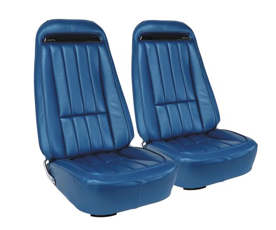 Leather Seat Covers Bright Blue Leather/Vinyl Original For 1970 Corvette