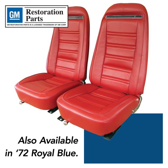 Leather Seat Covers Royal Blue Leather/Vinyl Original For 1972 Corvette