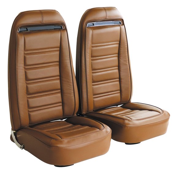 Leather Seat Covers Dark Saddle Leather/Vinyl Original For 1972 Corvette