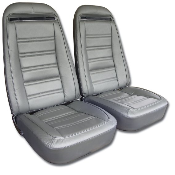 Leather Seat Covers Silver Leather/Vinyl Original For 1974 Corvette