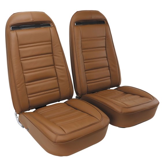 Leather Seat Covers Dark Saddle 100%-Leather For 1973 Corvette