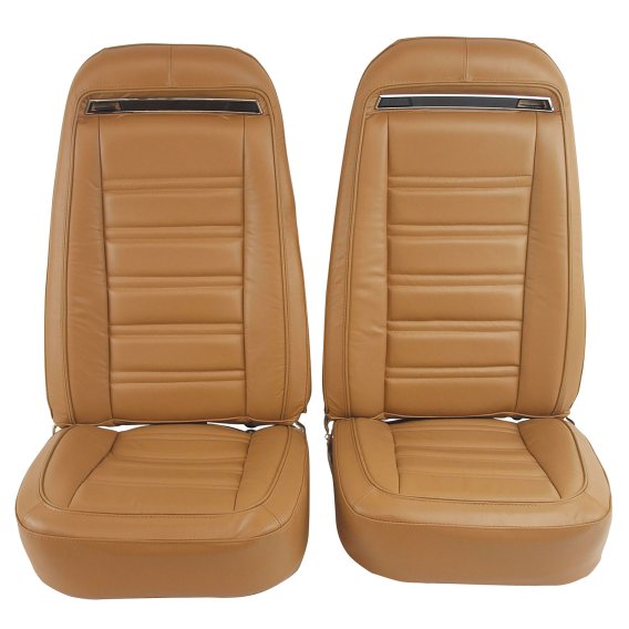 1973-1974 C3 Corvette Mounted Seats Medium Saddle 100% Leather Without Shoulder Harness