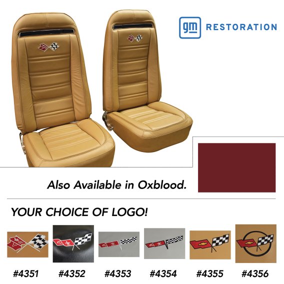 Embroidered OE Style Seat Covers Oxblood Leather/Vinyl For 1975 Corvette