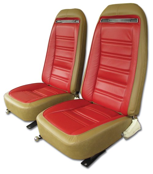 Leather Seat Covers Medium Saddle Leather/Vinyl Original For 75 Corvette