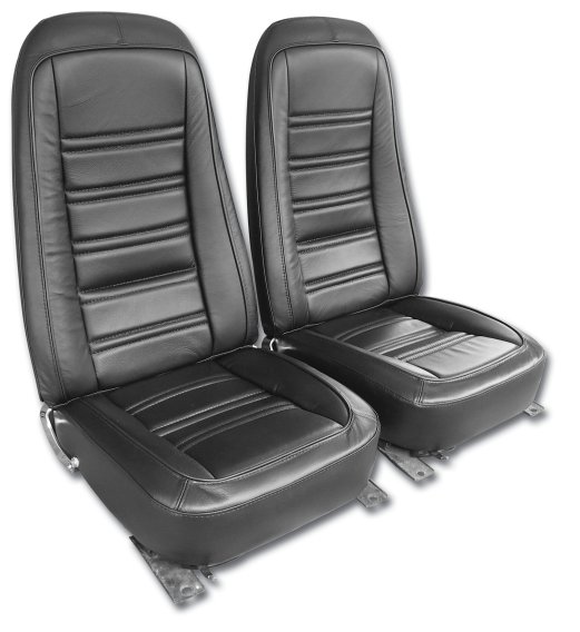 1976-1978 C3 Corvette Leather Seat Covers Black Leather/Vinyl Original