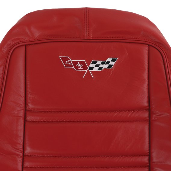 Embroidered OE Style Seat Covers Red Leather/Vinyl For 1977-78 Corvette