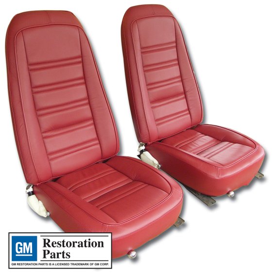 1977-1978 C3 Corvette Mounted Seats Red Leather Vinyl