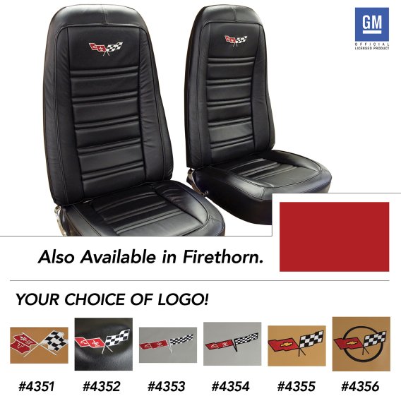 Embroidered OE Style Seat Covers Firethorn Leather/Vinyl For 1976 Corvette