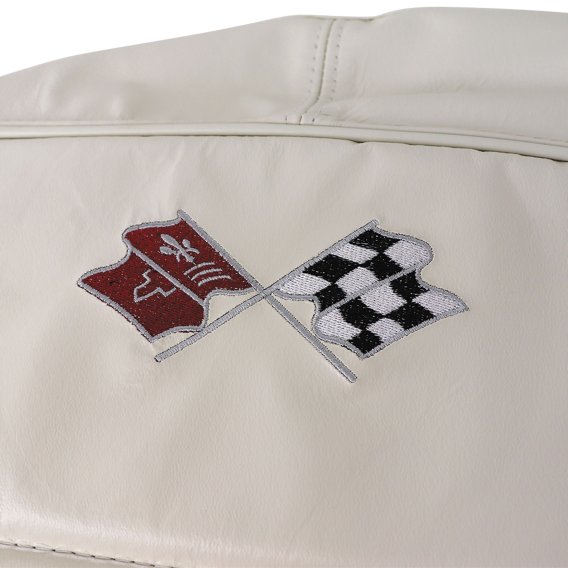 Embroidered OE Seat Covers White Leather/Vinyl For 1976-1977 Corvette