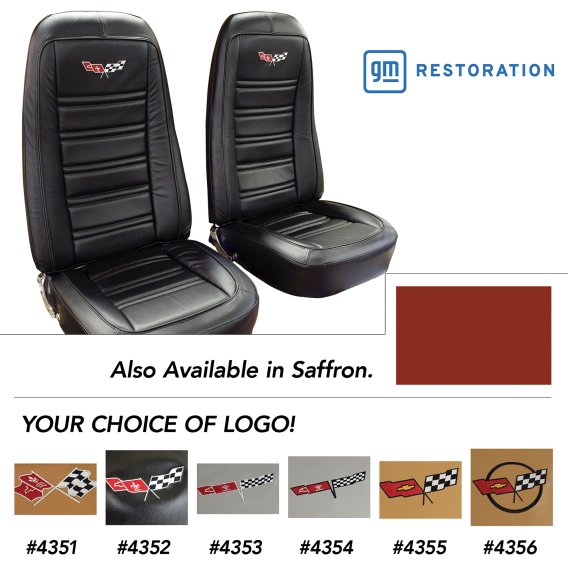 1978 C3 Corvette Embroidered 100% Leather Seat Covers - Saffron