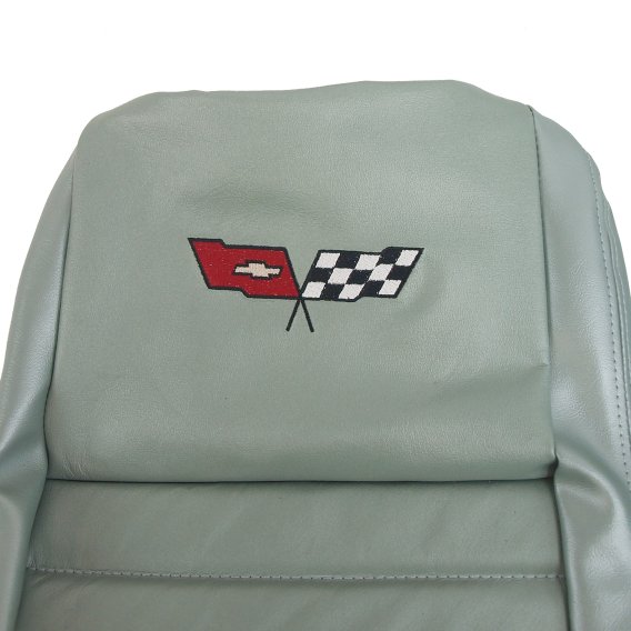 Embroidered OE Style Seat Covers Silvergreen Leather/Vinyl w/ 2" Bolster For 82 Corvette