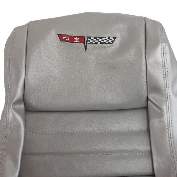 Embroidered OE Style Seat Covers Silver Leather/Vinyl w/ 2" Bolster For 81 Corvette