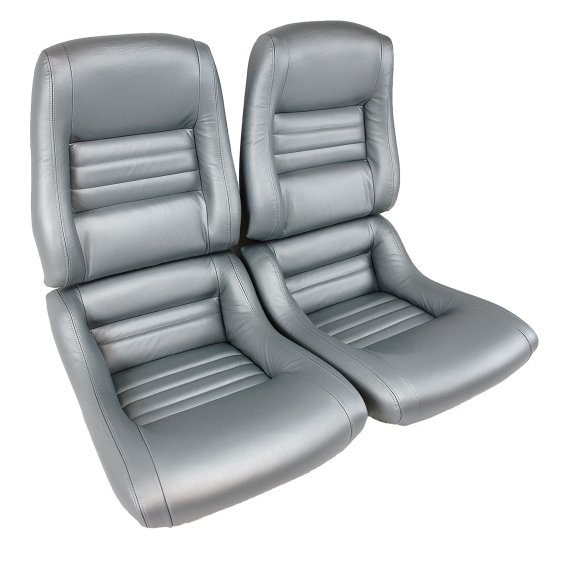 Leather Seat Covers Silver Leather/Vinyl Original 2" Bols For 81 Corvette