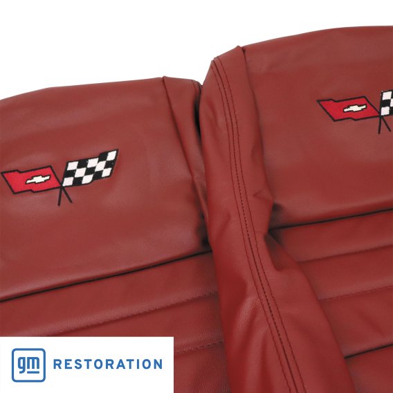 Embroidered 100% Leather Seat Covers Red w/ 2" Bolster For 1982 Corvette