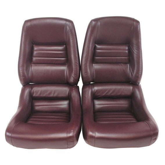 Leather Seat Covers Claret Leather/Vinyl Original 4" Bols For 80 Corvette