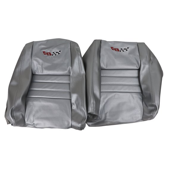 Embroidered OE Style Seat Covers Slvr Pc Leather/Vinyl w/ 4" Bolster For 78 Corvette