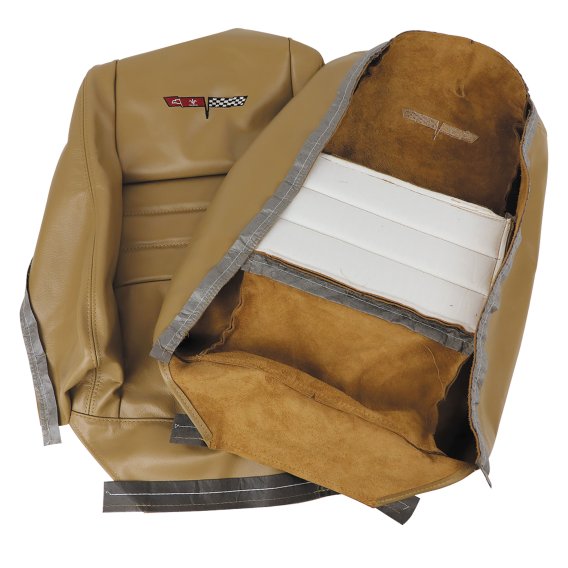 Embroidered 100% Leather Seat Covers Camel w/ 2" Bolster For 81-82 Corvette