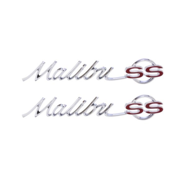 1965 Chevelle Rear Quarter Emblem, "Malibu SS", Sold as a Pair