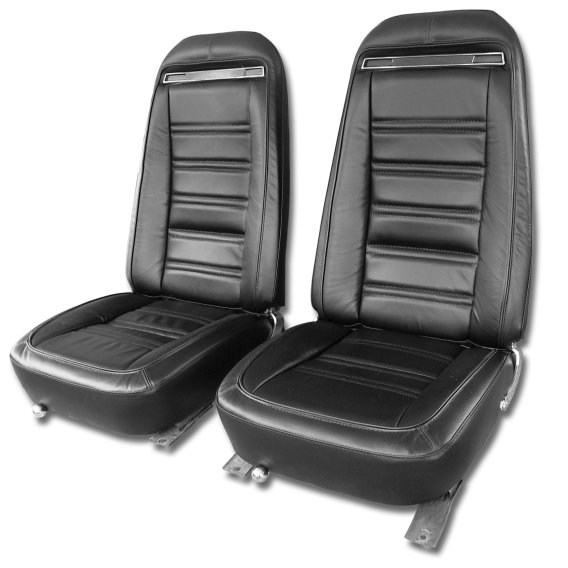 Leather-Like Vinyl Seat Covers- Black For 1975 Corvette