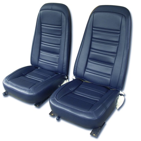 1977 C3 Corvette Mounted Seats Dark Blue "Leather-Like" Vinyl