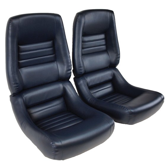 Leather-Like Vinyl Seat Covers Dark Blue 4" Bolster For 1982 Corvette