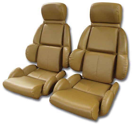 44236E Embroidered Custom 100% Leather Seat Covers Sport Black & Sadd For 89-90 Corvette