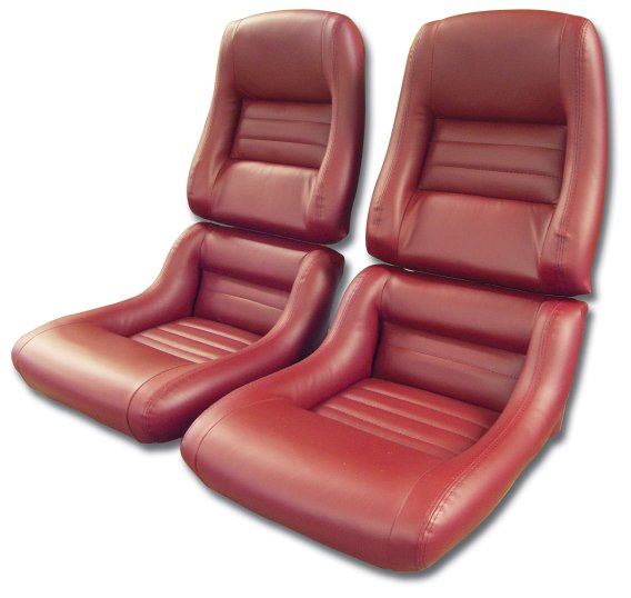 Mounted Leather Seat Covers Red 2" Bolster For 1982 Corvette