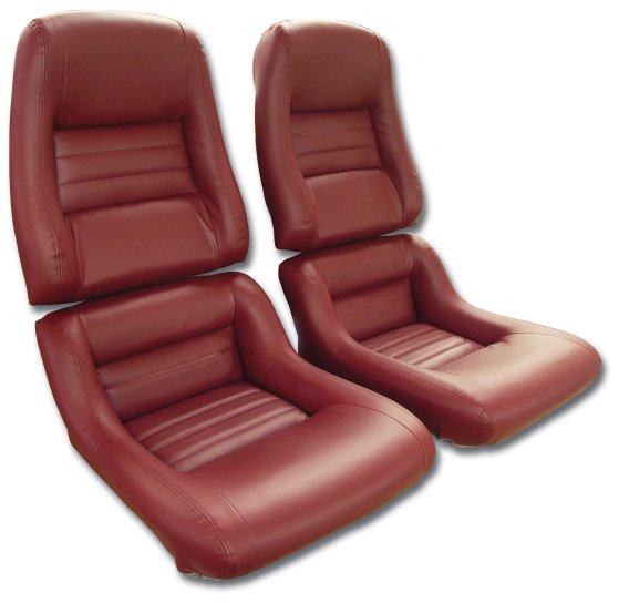 Mounted Leather Seat Covers Red 2" Bolster For 1982 Corvette