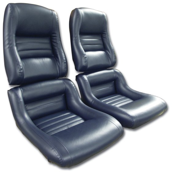 Mounted Leather Seat Covers Dk Blue Lthr/Vnyl Original 2" Bolstr For 82 Corvette